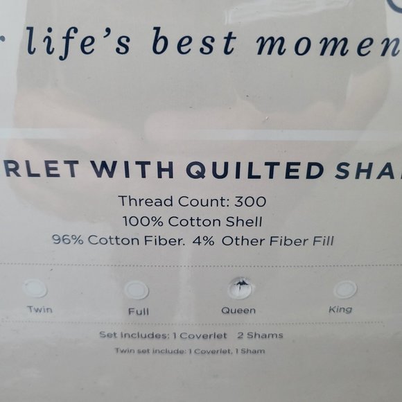 Northern Nights Cotton Printed Damask Coverlet and shams  Set Chambray Blue NEW - Picture 2 of 4